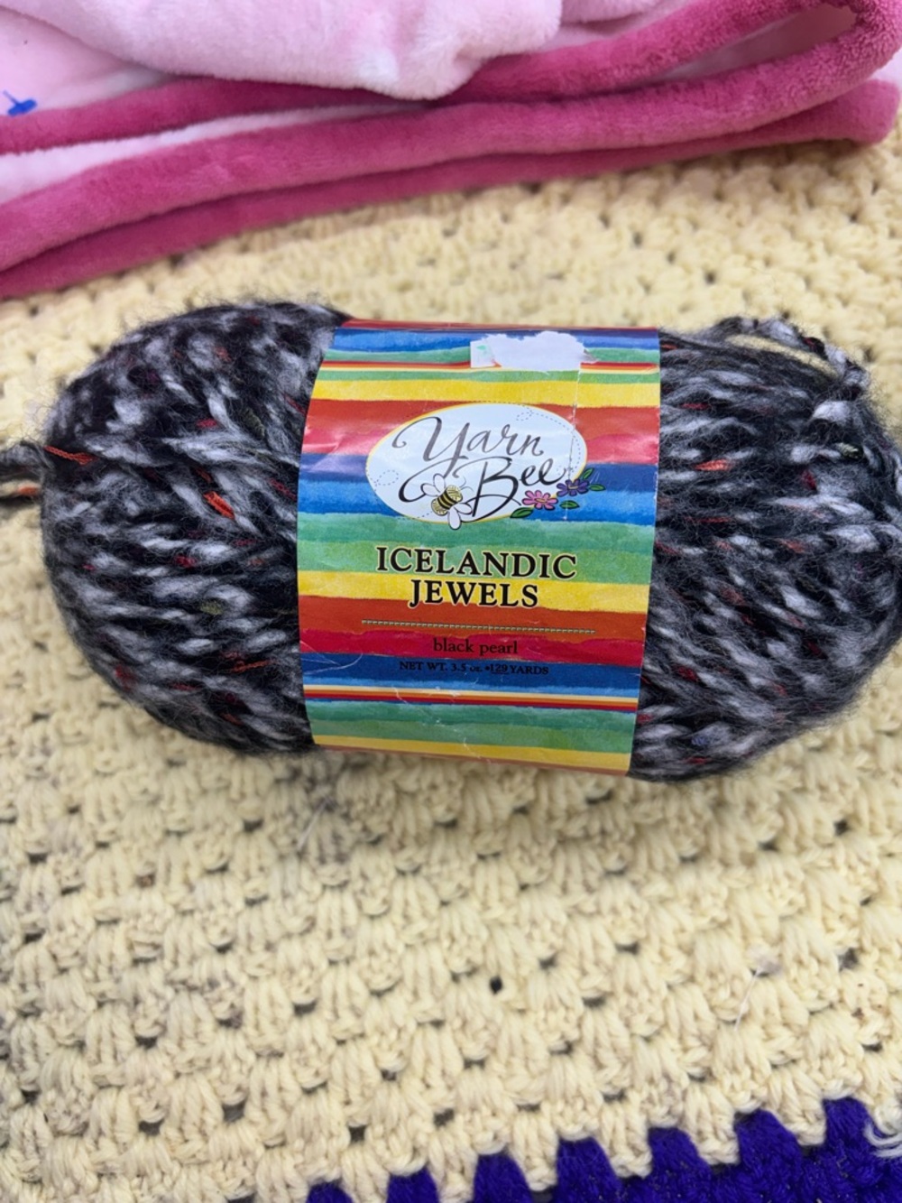 Vtg yarn bee Icelandic jewels black pearl #14-new